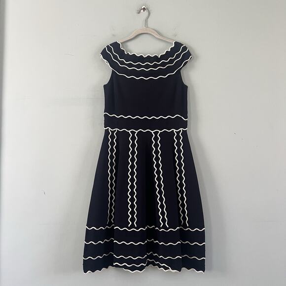 NWT Kate Spade x Madison Avenue Orlena Rich Navy White Scallop Dress - Picture 2 of 7